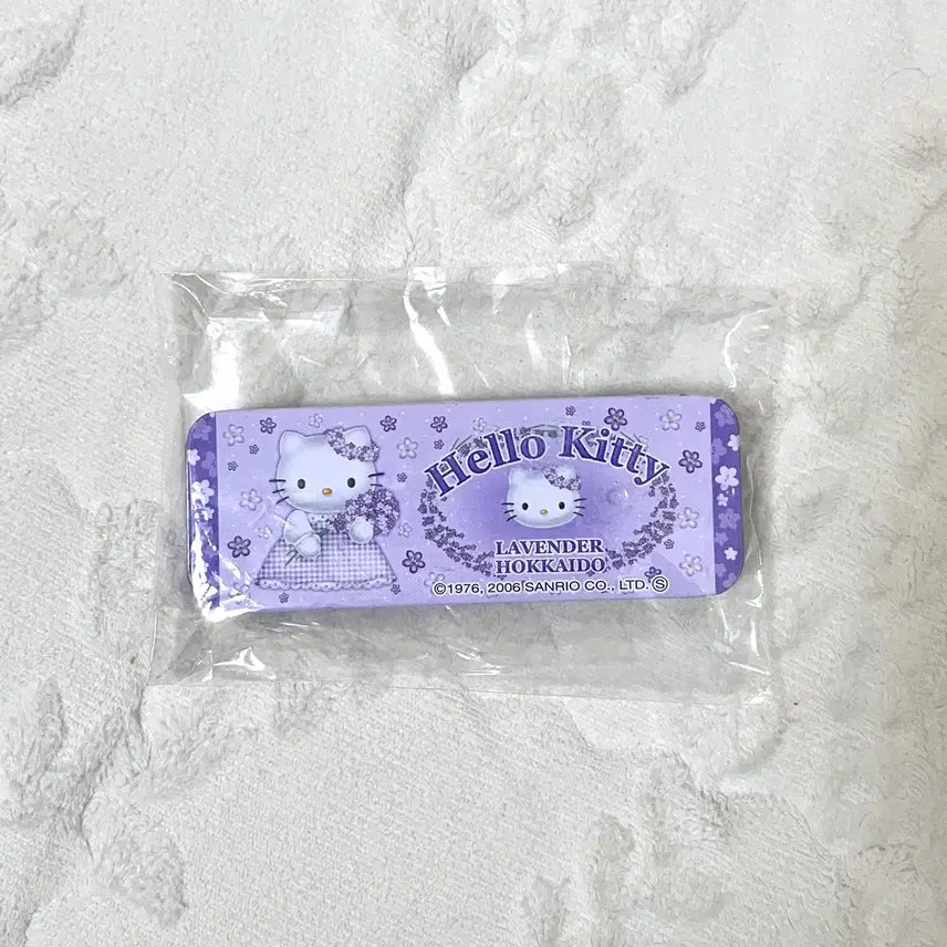 [BUNJANG] Vintage Hokkaido Lavender Hello Kitty Tin Case & Band Set / 고전 빈티지 훗카이도 라벤더 헬로키티 틴케이스 밴드 세트 고리 키링