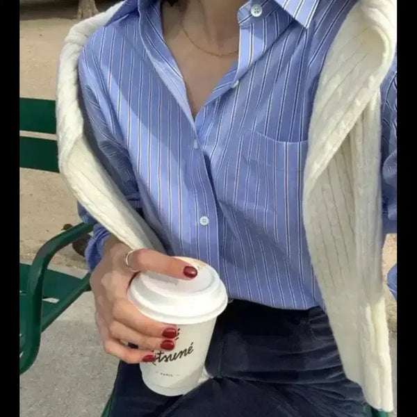 [BUNJANG] Cremne Underwear Bottoms Striped Shirt / 스트라이프 셔츠 크렘므언더비어텀라룸블랙업미뉴에트메리어라운드