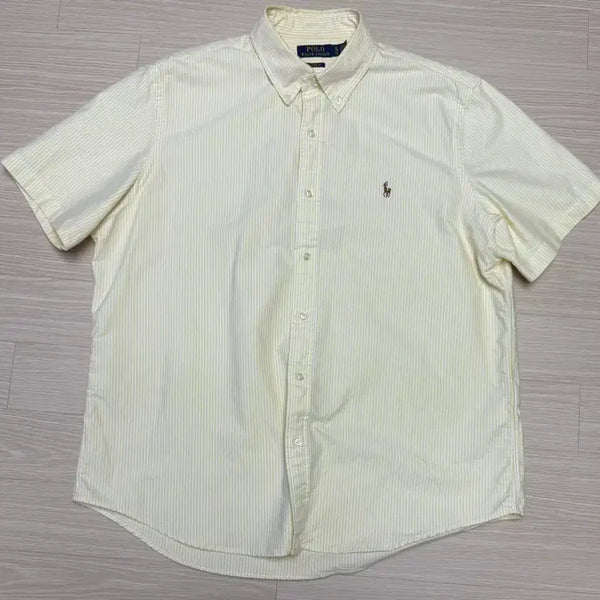 [BUNJANG] Polo Ralph Lauren Classic Fit Striped Short-Sleeve Shirt XL Yellow & White / 폴로 랄프로렌 반팔 셔츠