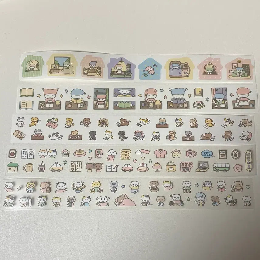 [BUNJANG] Cat Bakery Kiss Cut Sticker Set (5 Types) / 고양이빵집 키스컷 소분 5종 50cm