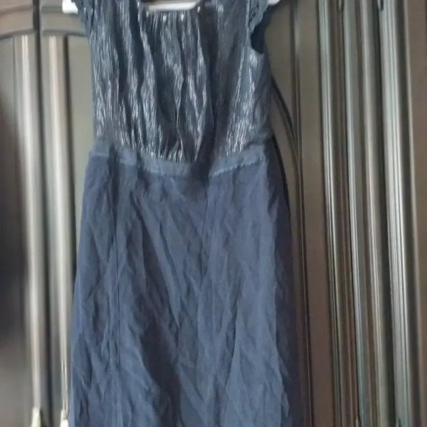 [BUNJANG] Navy Chiffon Short-Sleeve Dress / 네이비반팔 쉬폰 원피스