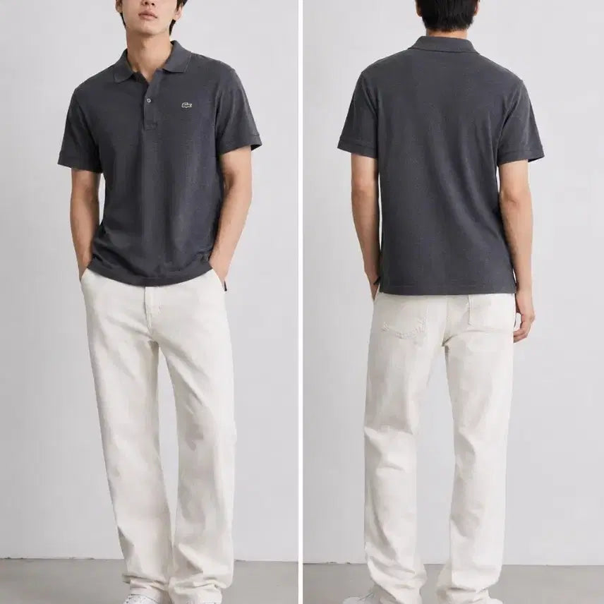 [BUNJANG] Lacoste Dark Grey Short Sleeve Polo T-Shirt Size 95 / 라코스테 다크그레이 반팔 폴로티95