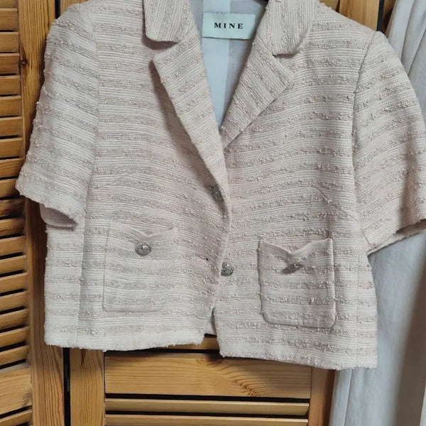 [BUNJANG] Mine 23SS Tweed Short-Sleeve Jacket / 마인 23ss  트위드 반팔 재킷 55