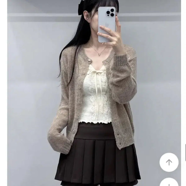 [BUNJANG] LogiCloset Alpaca Knit Cardigan - Beige / [새상품] 에이블리 지그재그 무신사 로지클로젯 여름 가디건 베이지색