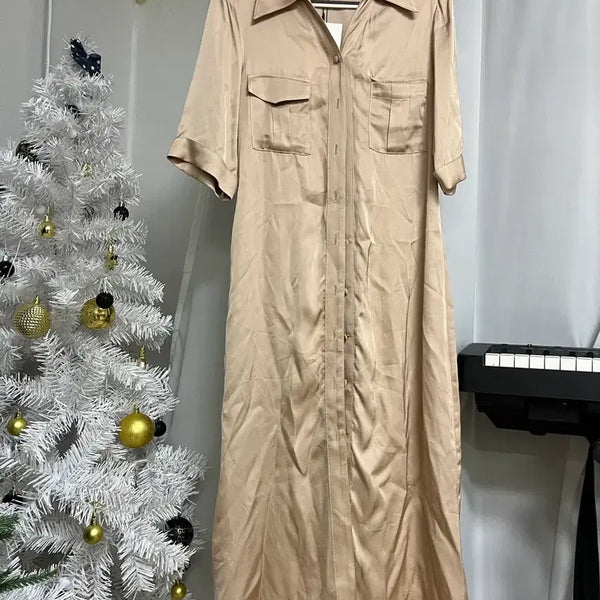 [BUNJANG] LAPLA Satin Shirt Dress M / LAPLA 라플라 셔츠 원피스 M (새상품)
