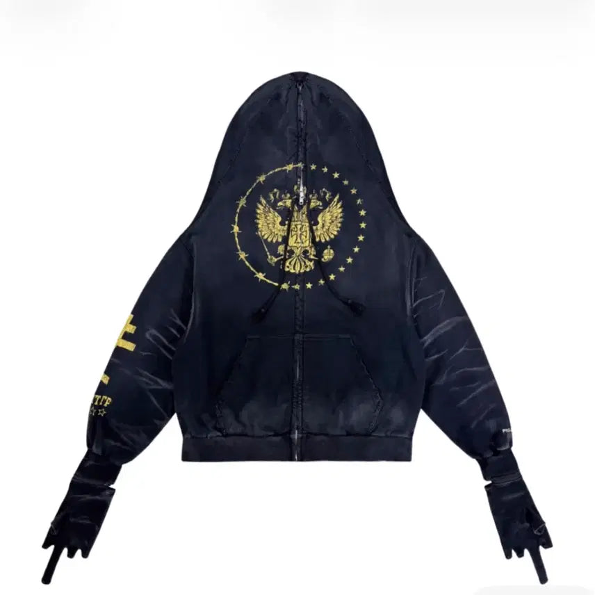 [BUNJANG] Project G/R Zigon Zip-Up Hoodie Washed Black / 프로젝트 G/R 자이곤 집 후드 워시드 블랙
