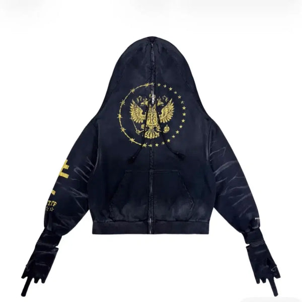 [BUNJANG] Project G/R Zigon Zip-Up Hoodie Washed Black / 프로젝트 G/R 자이곤 집 후드 워시드 블랙
