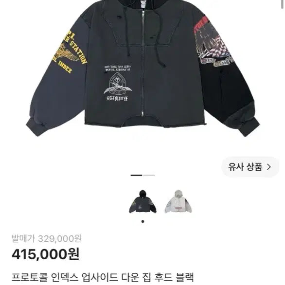 [BUNJANG] Protocol Index Upside Down Hoodie Zip-up Black / 프로토콜 인덱스 업사이드 다운 후드집업 블랙