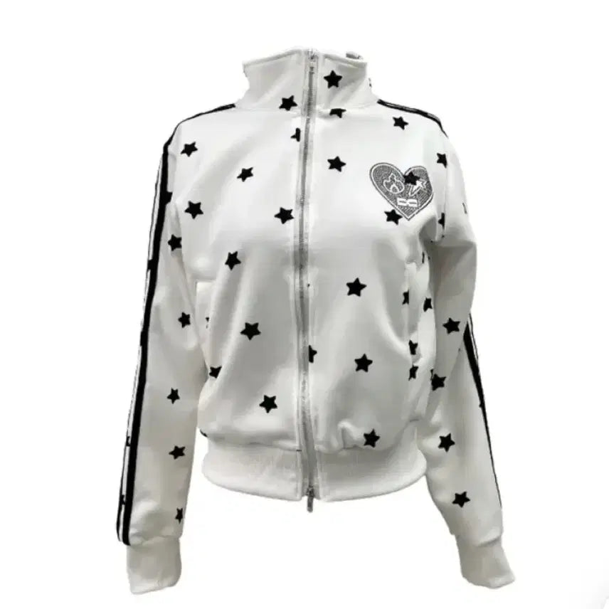 [BUNJANG] White Star Track Zip-Up Jacket / 화이트 별 트랙 스타 집업 자켓