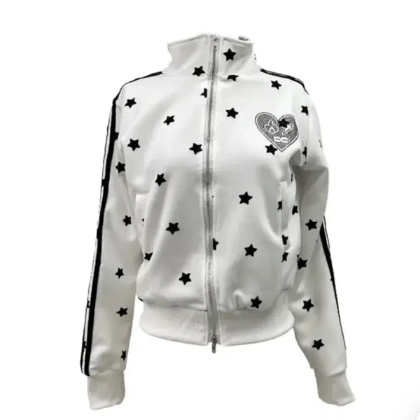 [BUNJANG] White Star Track Zip-Up Jacket / 화이트 별 트랙 스타 집업 자켓