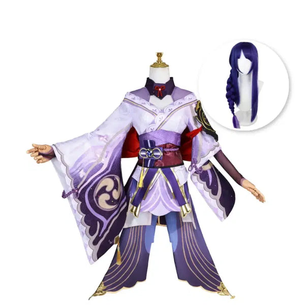 [BUNJANG] Genshin Impact Raiden Shogun Cosplay Costume Set (M) / 원신 라이덴쇼군 코스프레 코스튬 의상 가발 신발 풀세트 M