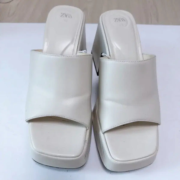[BUNJANG] ZARA Ivory Platform Mule Heels / 자라 아이보리 뮬 힐