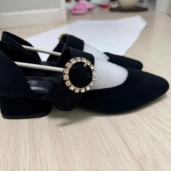 [BUNJANG] Ttimar Cubic Decorated Women's Pumps / 블랙 큐빅 장식 여성 펌프스