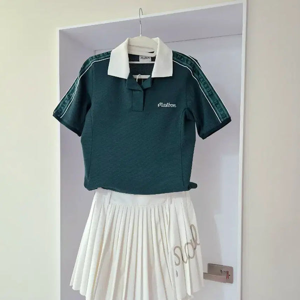[BUNJANG] Malbon Golf Women's Half-Sleeve Top and Skirt Set / 말본 반팔 말본 치마 세트(정품)