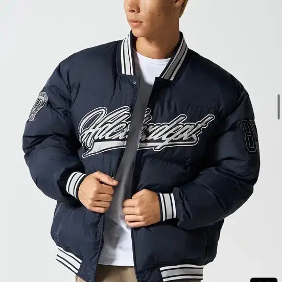 [BUNJANG] HDEX Padded Baseball Puffer Jacket (Navy) / HDEX 패디드 베이스볼 푸퍼 자켓 (Navy)