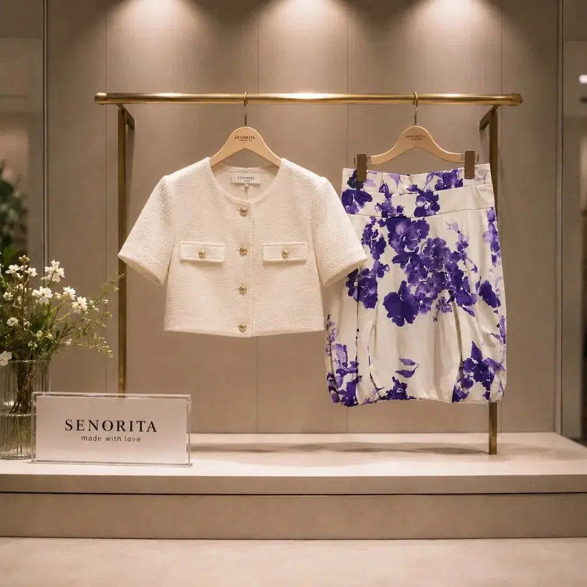 [BUNJANG] Senorita 100% Silk Floral Skirt / 새상품 / 세뇨리타 실크100 플라워 스커트