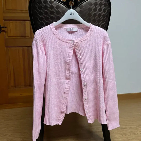 [BUNJANG] Women's Pink Knit Cardigan / 니트 가디건