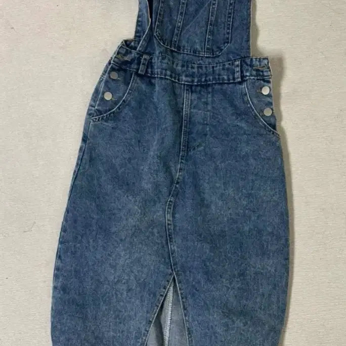 [BUNJANG] Denim Pinafore Long Dress / 청 데님 멜빵 스커트 롱 원피스