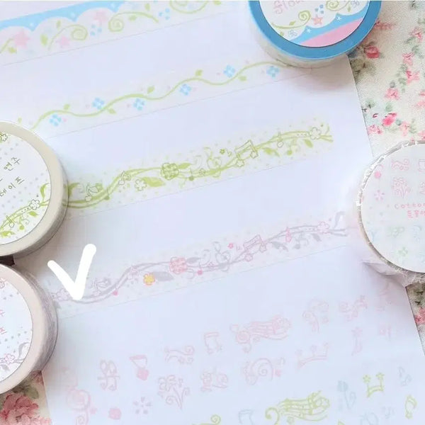 [BUNJANG] Cotton World Flower Vine Melody Masking Tape (1m) / [코튼월드] 꽃잎덩쿨연주 마스킹테이프 마테 띵 마테 소분