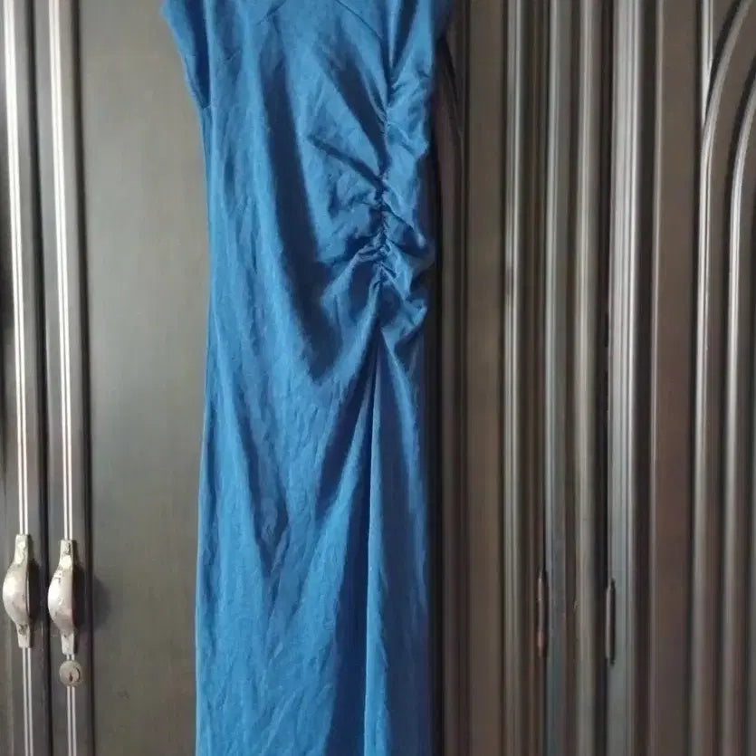 [BUNJANG] Blue Shirring Long Dress / 블루 셔링 롱 원피스
