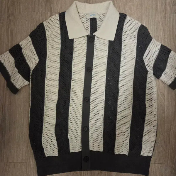 [BUNJANG] System Homme Crochet Knit Short Sleeve Stripe Size 100 / 시스템옴므 정품 크로쉐  니트 반팔 스트라이프 100사이즈
