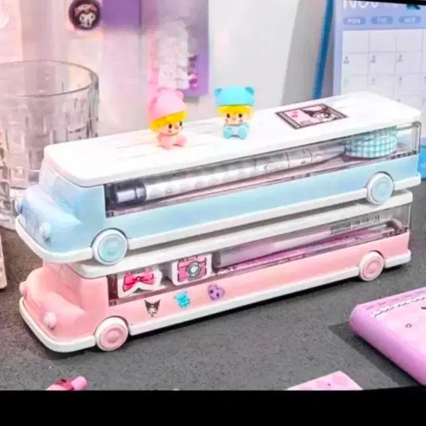 [BUNJANG] Sanrio 2-Tier Bus Pencil Case - Kuromi, My Melody, Cinnamoroll / 산리오 필통 버스 필통 쿠로미 마이 멜로디 시나모롤 필통