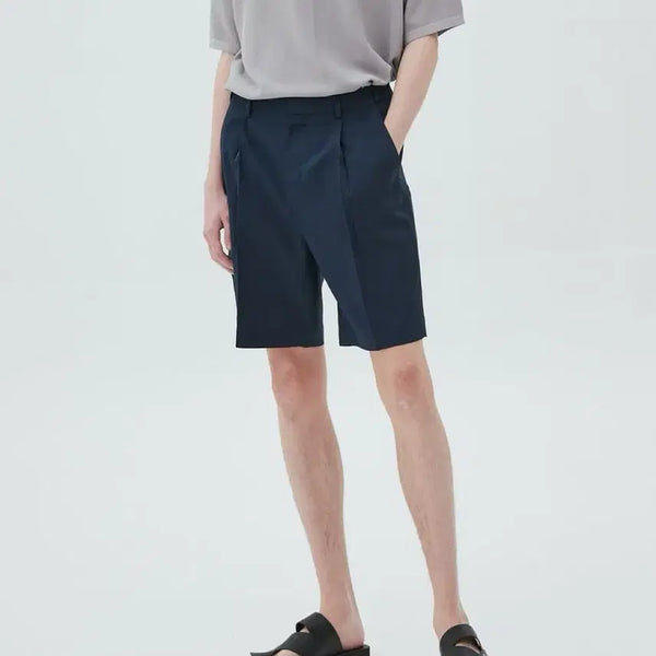 [BUNJANG] The Knit Company Coolmax Stretch Half Slacks Navy Size 32 / 더니트컴퍼니 쿨맥스 스트레치 하프슬랙스 [네이비] 32사이즈