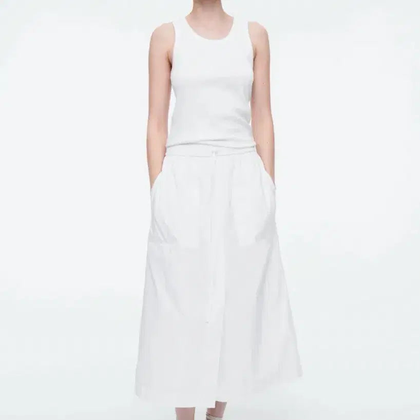 [BUNJANG] COS Drawstring Midi Skirt White / 코스 드로우스트링 미디 스커트 화이트