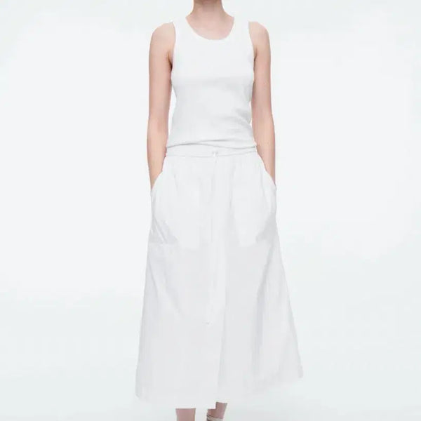 [BUNJANG] COS Drawstring Midi Skirt White / 코스 드로우스트링 미디 스커트 화이트