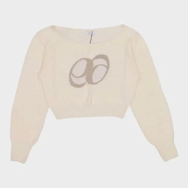[BUNJANG] AZONE Off-Shoulder Crop Knit - Ivory / 애즈온 오프숄더 크롭니트 아이보리 원숄더스웨터보트넥세미크롭화이트베이지맨투