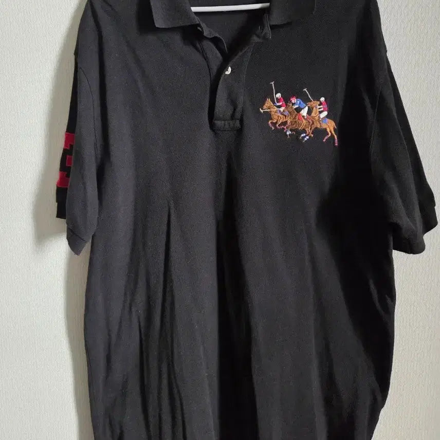 [BUNJANG] Polo Ralph Lauren Black Short Sleeve Polo Shirt - Size M / M 폴로 블랙 삼인방 자수 반팔 카라티