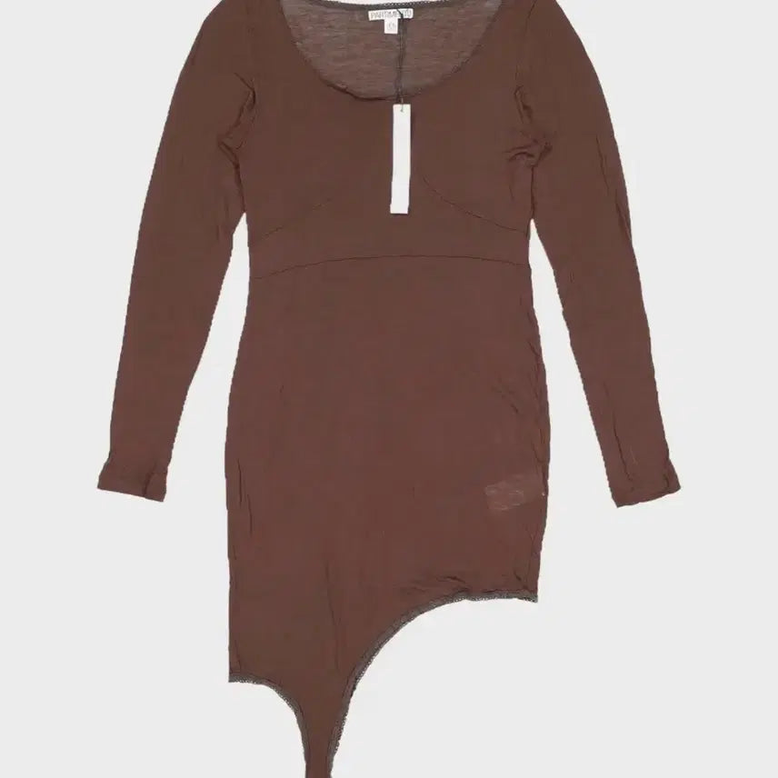 [BUNJANG] Partimento Woman Cutout Dress Brown Two-way Long Sleeve Layered Asymmetric Garter Sheer / 파르티멘토우먼 컷아웃 원피스 브라운투웨이롱슬리브레이어드언발가터홀링시스루미