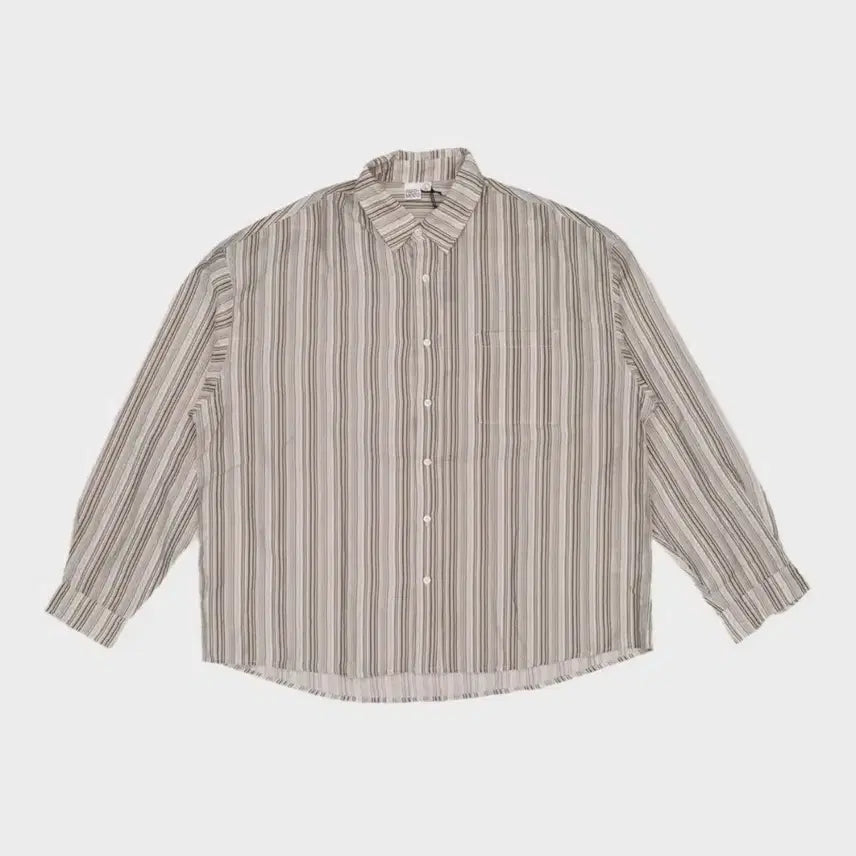 [BUNJANG] Partimento Striped Long Sleeve Shirt Brown Unisex / 파르티멘토 스트라이프 긴팔 셔츠 브라운 유니섹스오버핏우먼보이프렌드롱슬리브