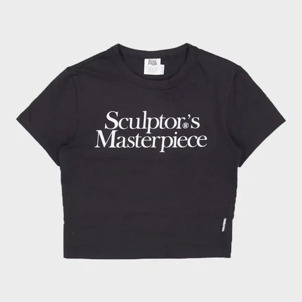 [BUNJANG] Sculptor Masterpiece T-Shirt Black / 스컬프터Sculptor 마스터피스 반팔티셔츠 블랙 세미크롭하프화이트로고라