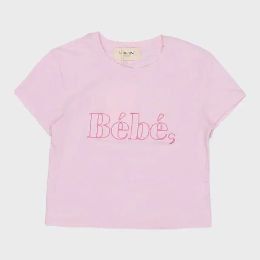 [BUNJANG] Noir Nine Bebe Crop T-Shirt Pink / 누아르나인 베베 크롭 반팔티셔츠 핑크 톤온톤로고라운드세미하프슬리브클라우드