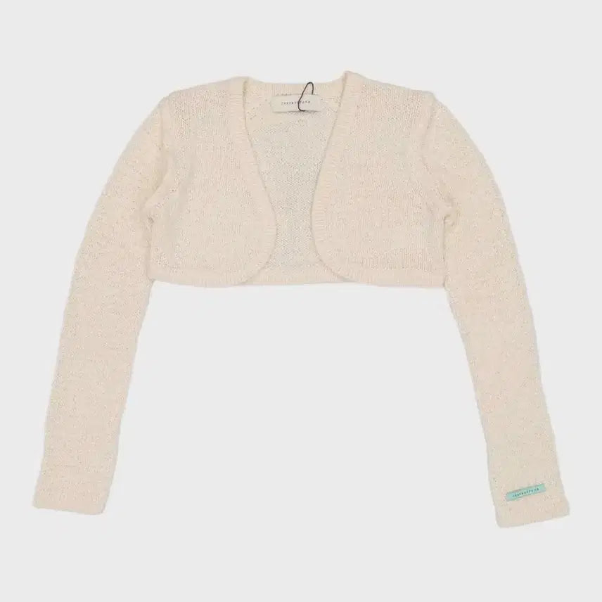 [BUNJANG] Instant Funk Ribbon Bolero Ivory Crop Knit Cardigan / 인스턴트펑크 리본사 볼레로 아이보리 크롭니트 가디건 화이트민트스티치자켓웨
