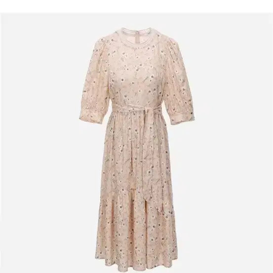 [BUNJANG] Thursday Island Knit Mix A-Line Long Dress / 써스데이아일랜드 니트배색A라인원피스