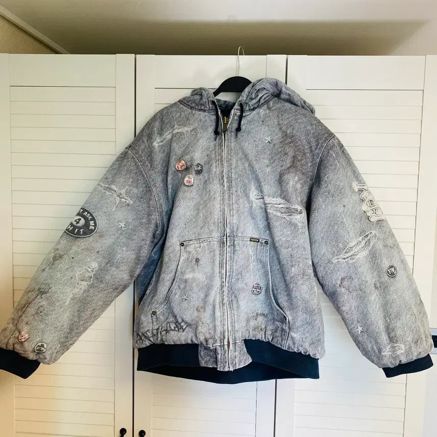 [BUNJANG] Supreme HJR Trompe L'oeil Hooded Work Jacket Blue / 슈프림 HJR 트롱프 뢰유 후드 워크 자켓 블루 - 24FW 가격인하