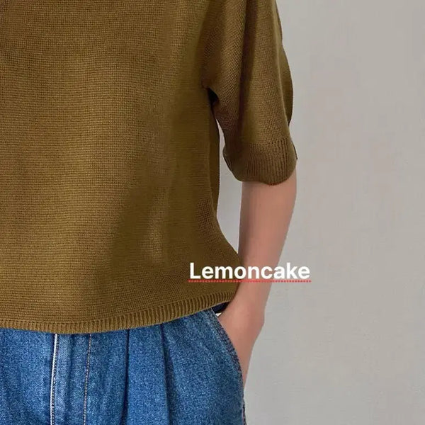 [BUNJANG] Urbanic 30 Cameron Short Sleeve Knit Khaki / 얼바닉30 니트 Cameron Short Sleeve Knit_카키