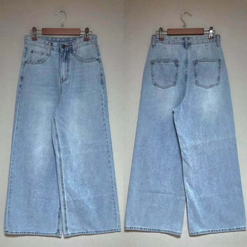 [BUNJANG] Light Wash Wide Leg Denim Pants / 연청 와이드 데님