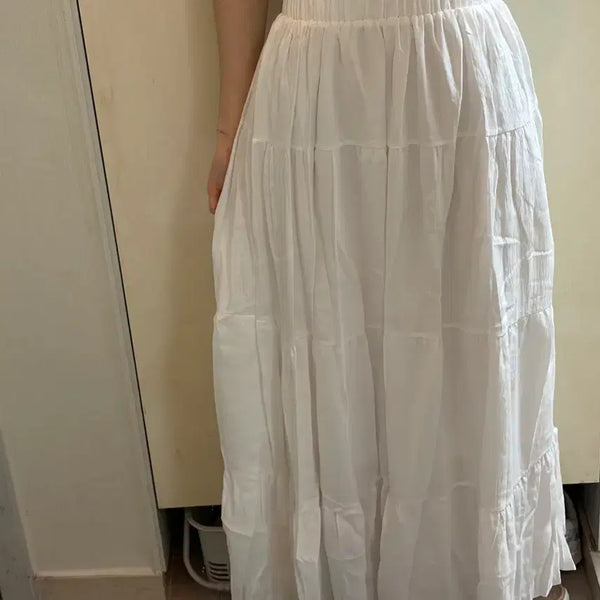 [BUNJANG] White Tiered Maxi Skirt / S 화이트 캉캉 롱 스커트 맥시 에이블리 퍼빗 베이델리 크림치즈마켓