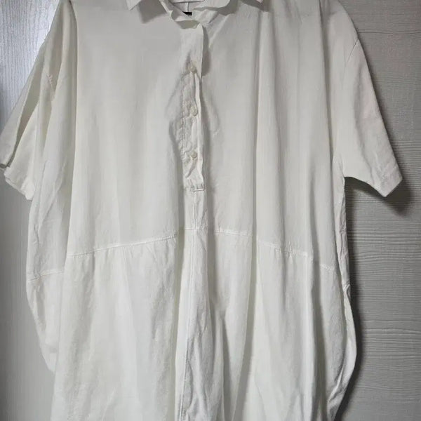 [BUNJANG] Ramoné White Cotton Short-Sleeve Shirt Blouse / 반팔 화이트 셔츠블라우스 면100%(새제품)