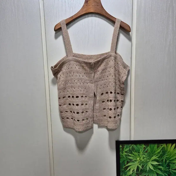 [BUNJANG] Crochet Knit Bustier - Mocha Beige / (세일)(새상품)모카베이지 크로셰 니트 뷔스티에