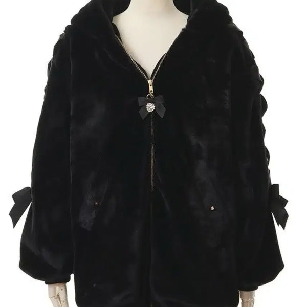 [BUNJANG] Lizlisa Usamimi Fur Parka Black Authentic / 리즈리사 우사미미 퍼파카 블랙 정품 교판