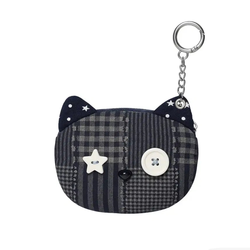 [BUNJANG] Kavish Cat Check Pouch Keychain / 카비시 고양이 체크 파우치 키링