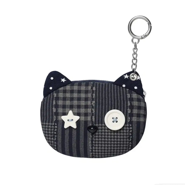 [BUNJANG] Kavish Cat Check Pouch Keychain / 카비시 고양이 체크 파우치 키링