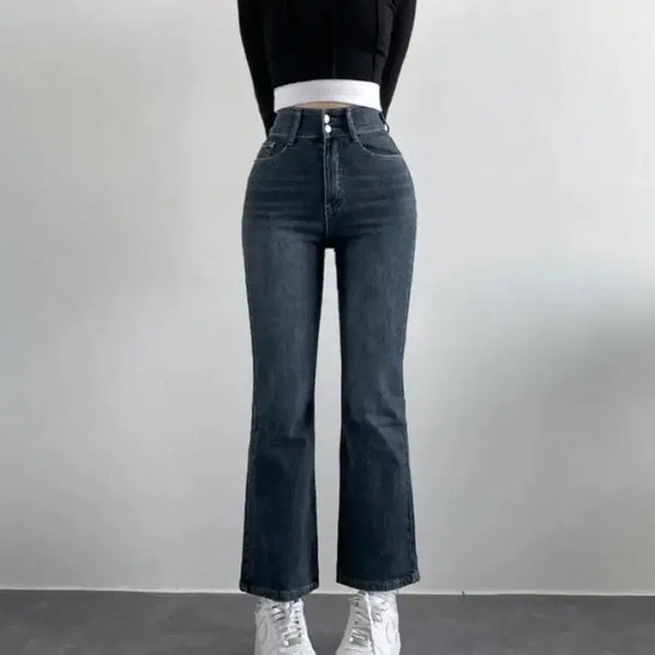 [BUNJANG] Two-Button High-Waist Stretch Bootcut Denim Pants / 가격내림[기장선택/부츠컷핏]투버튼 하이웨스트 스판 부츠컷 데님팬츠