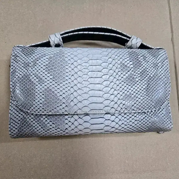 [BUNJANG] Palm Springs Golf Snakeskin Pattern Clutch Bag White Grey / 뱀피 무늬 클러치백 화이트 그레이