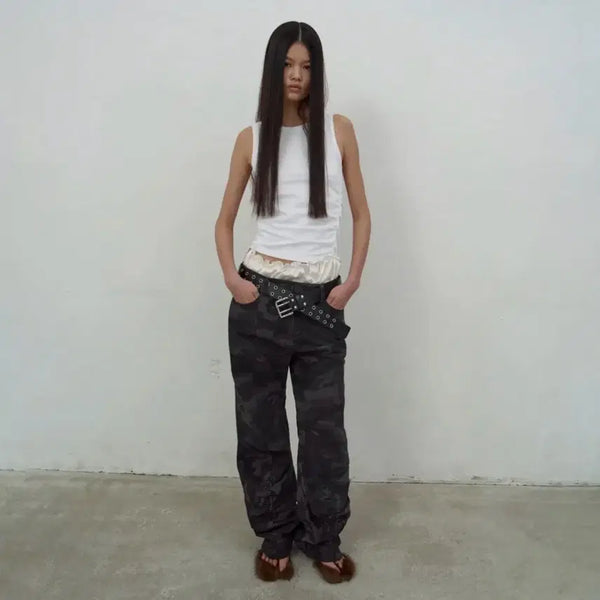 [BUNJANG] LCDC Camouflage String Trousers (Dark Grey) / LCDC CAMOUFLAGE STRING TROUSERS (DARK GR