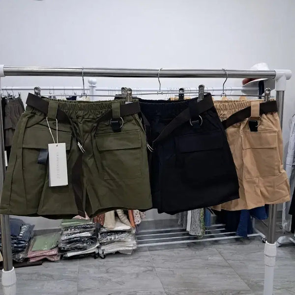 [BUNJANG] Belt Cargo Shorts (Khaki/Black/Beige) / 벨트 카고 반바지 벨트반바지 프리 (카키/블랙/베이지)